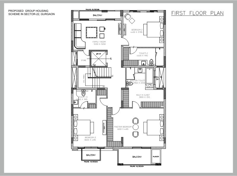 3bhk 1860 sq area of Ambience Creacions
