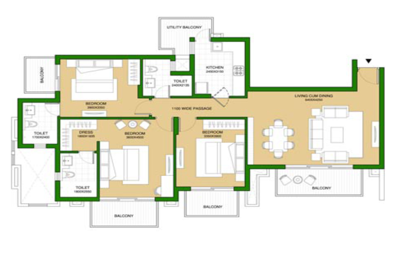 Ats Marigold 3 BHK Floor Plan