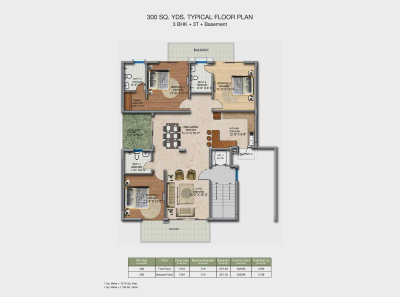 BPTP amstoria 4bhk Ground Floor Plan
