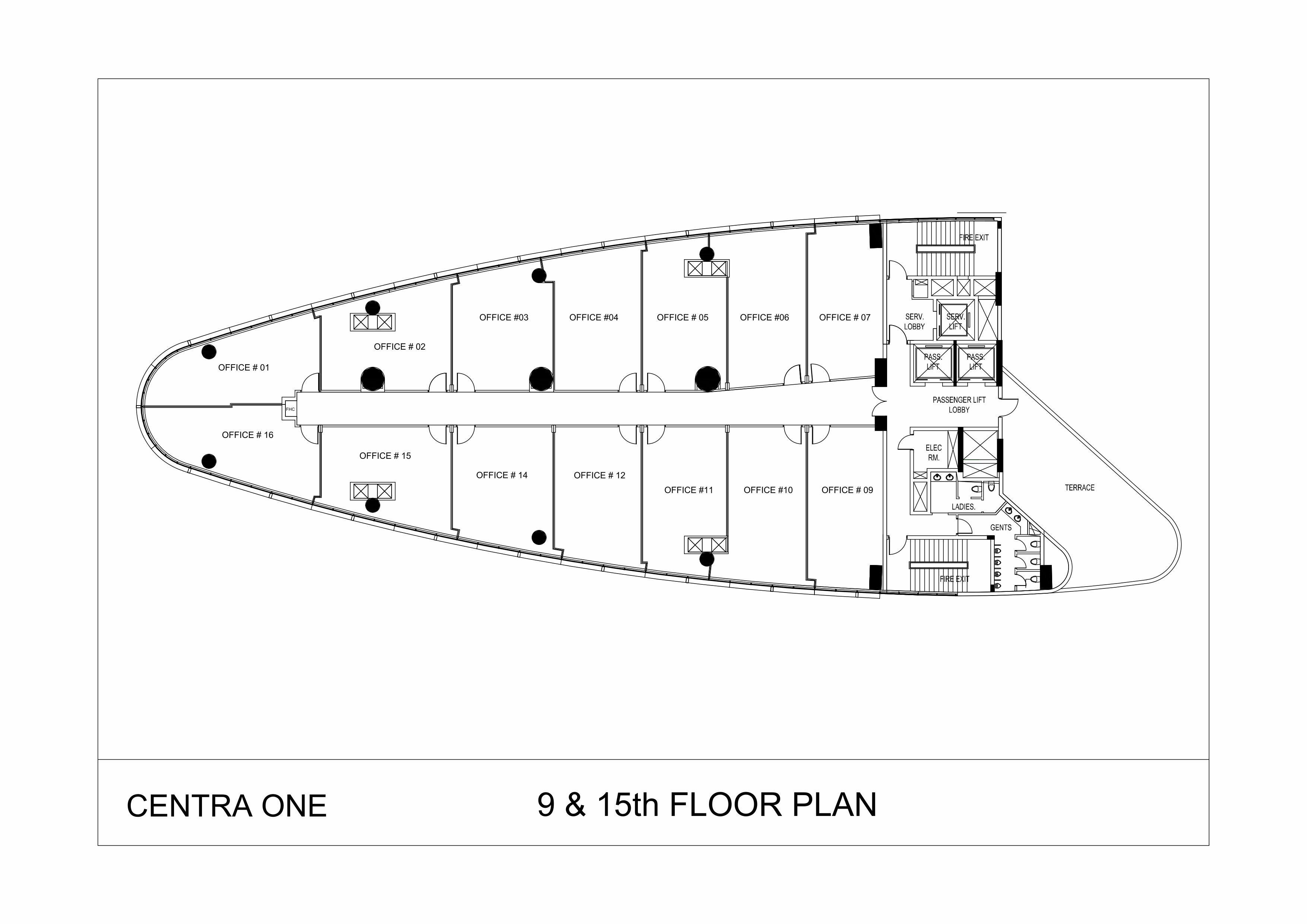BPTP Centra One  9th to 15th Floor Plan