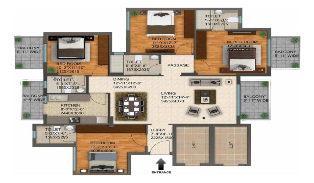 DLF Regal Gardens floor plan 4bhk