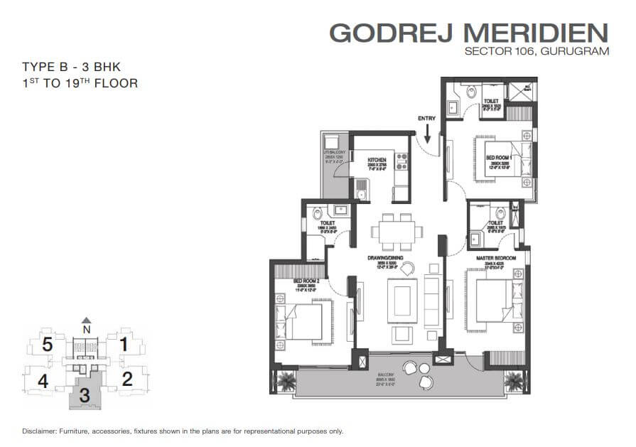 Godrej Meridien 3 BHK - Type A