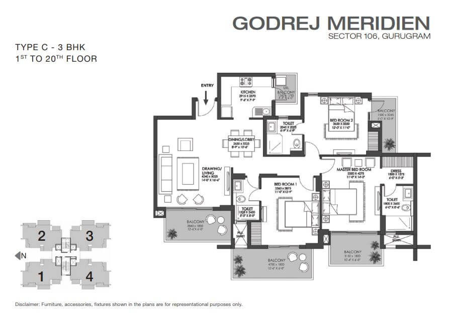 Godrej Meridien 3 BHK - Type C
