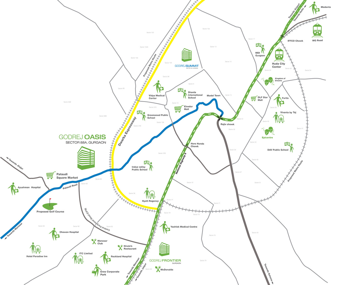 Godrej Oasis Gurgaon Location map