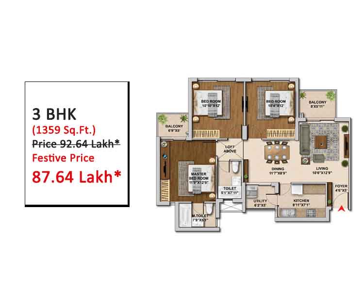 3-BHK Floor Plan