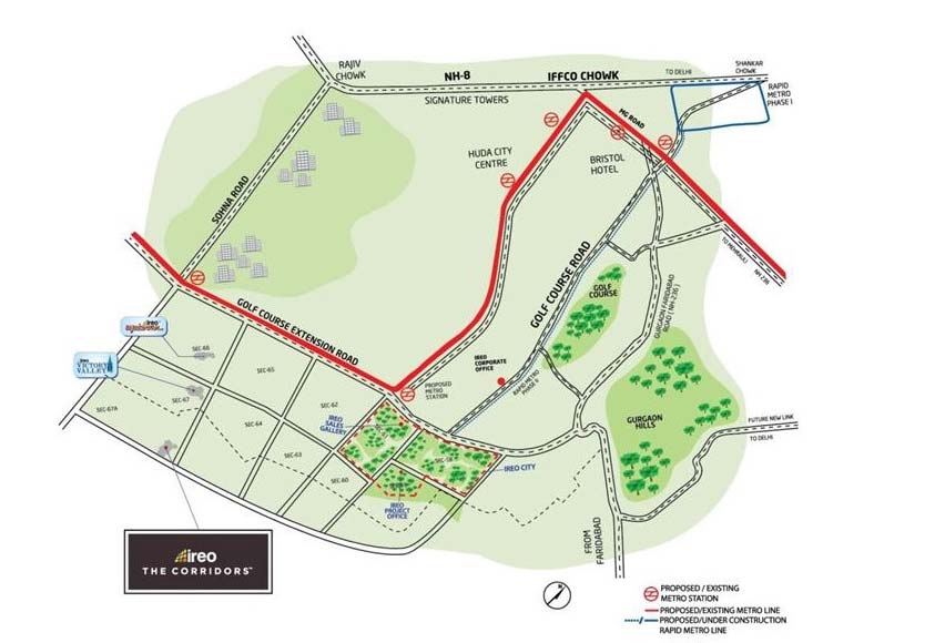 ireo corridors gurgaon location map