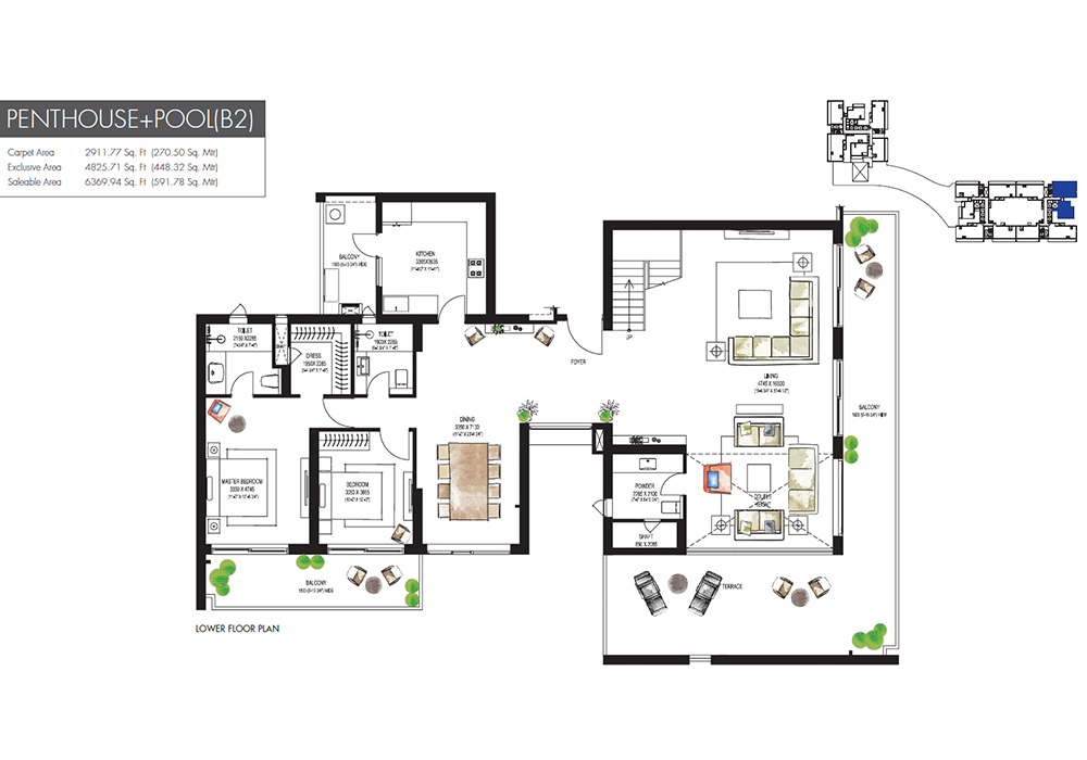 Krisumi Waterfall Residences Floor Plan - PENTHOUSE+POOL(C2)
