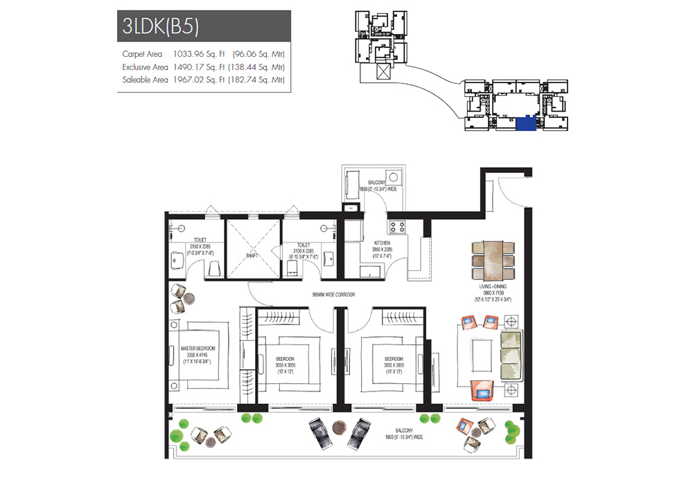 Krisumi Waterfall Residences Floor Plan 7- 3LDK+S(C1)
