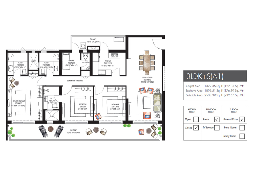 Krisumi Waterfall Residences Floor Plan 11- 3LDK(B2)
