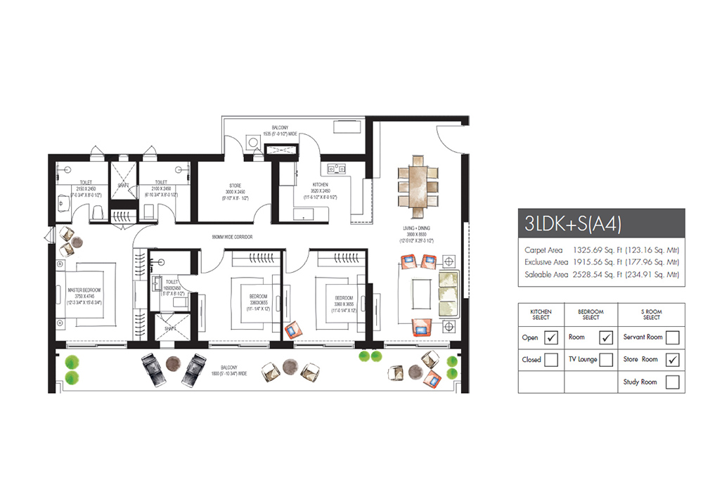 Krisumi Waterfall Residences Floor Plan 12- 3LDK(B5)
