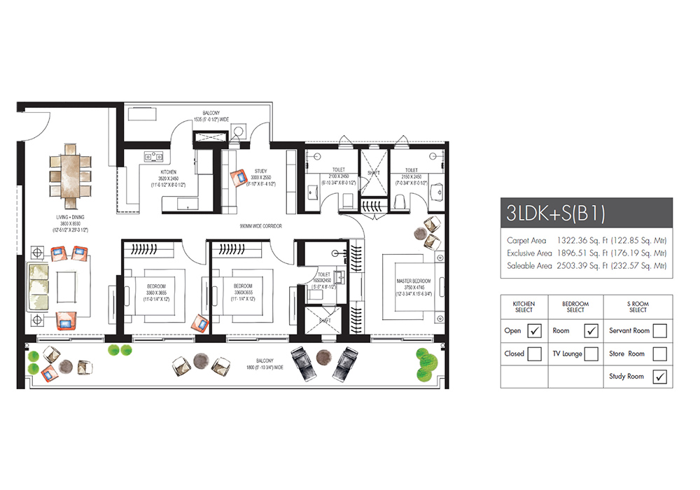 Krisumi Waterfall Residences Floor Plan 13 - 3LDK(C2)
