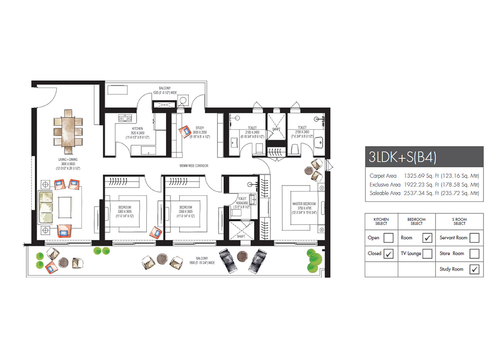 Krisumi Waterfall Residences Floor Plan 14- 3LDK(C5)
