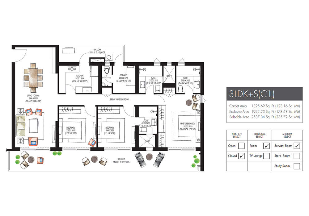 Krisumi Waterfall Residences Floor Plan 15 - 3LDK+ST(A4)

