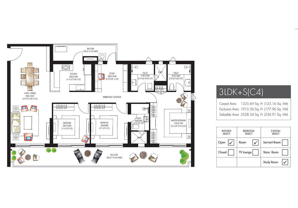 Krisumi Waterfall Residences Floor Plan 16- 3LDK(C2/3F)
