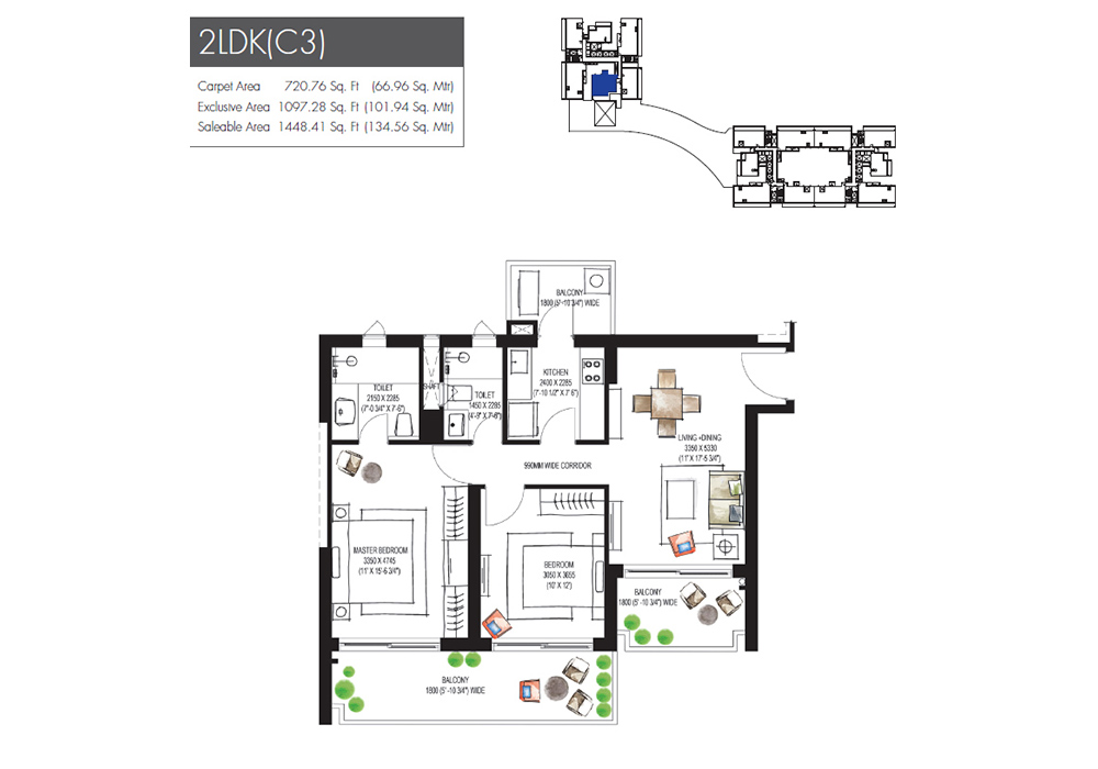 Krisumi Waterfall Residences Floor Plan - 2LDK(C6)
