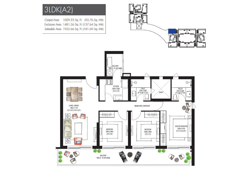 Krisumi Waterfall Residences Floor Plan 4- 3LDK+S(A4)
