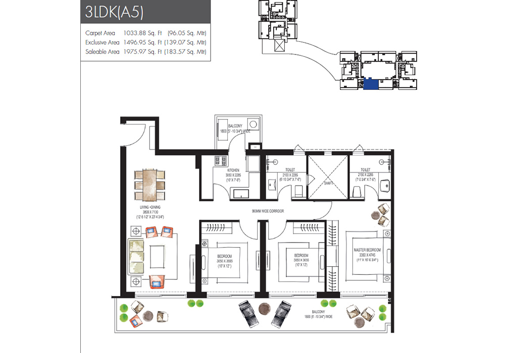 Krisumi Waterfall Residences Floor Plan 5- 3LDK+S(B1)
