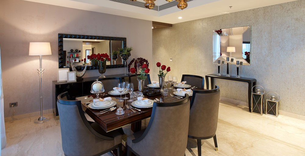 dinning room of mahindra luminare sample flat