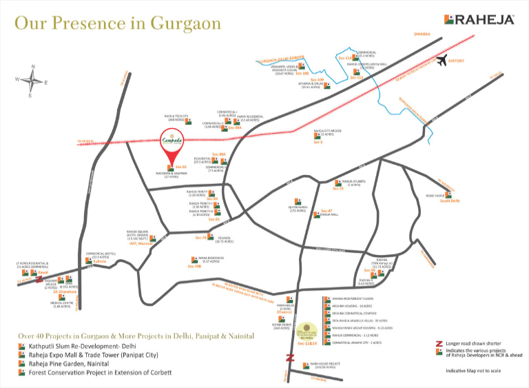 Raheja Sampada Gurgaon Location Map