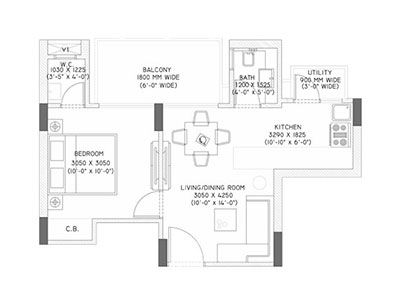 unit plan of 600 sq ft in scarlet suites