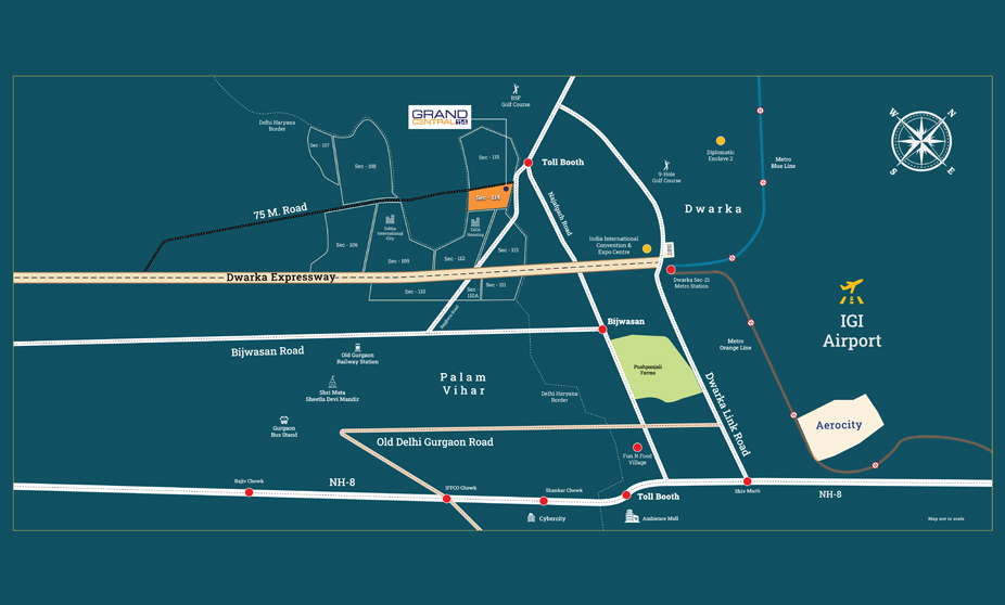 Spaze Grand Central Location Map